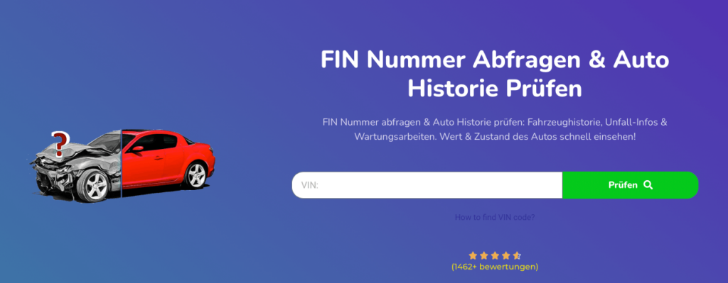 FIN Nummer Abfragen & Auto Historie Prüfen
